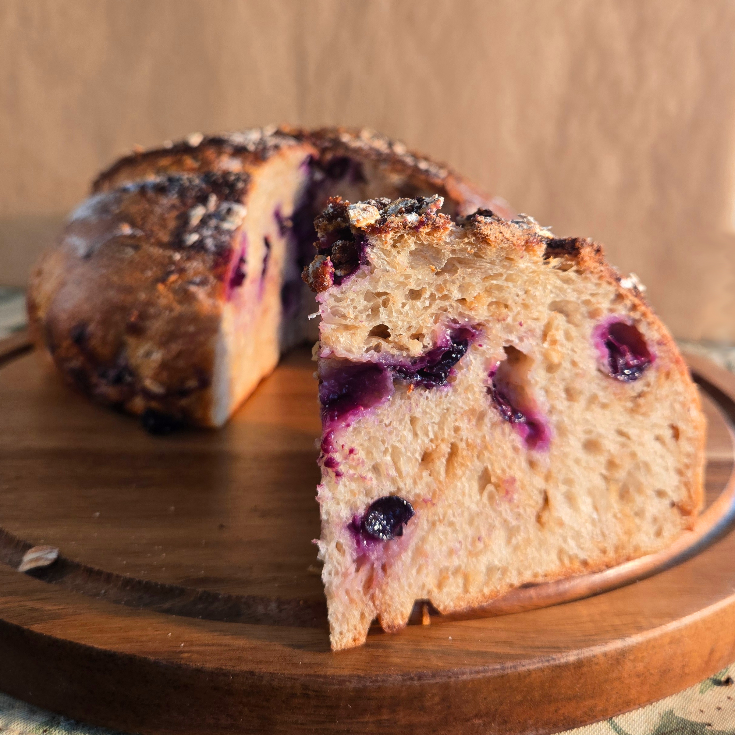 Wild Blue Morning blueberry sourdough crumb