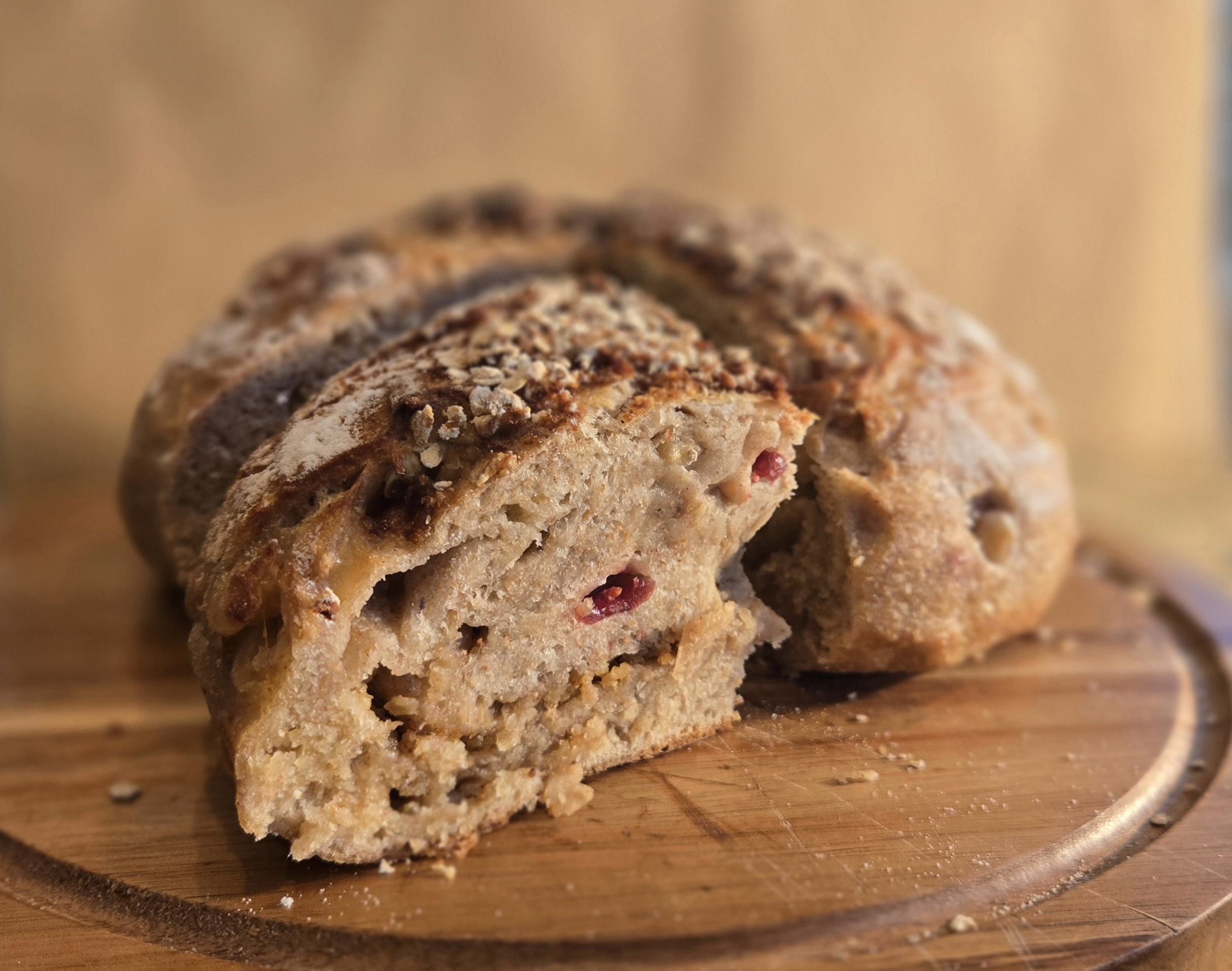 Apple-Cranberry Streusel sourdough loaf